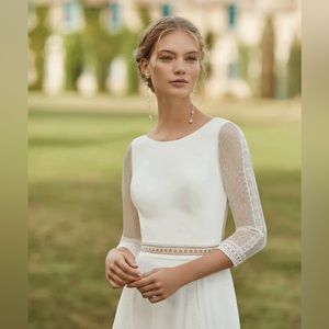 Soft A-Line Open Back White Dress or Wedding Dress (never worn, unaltered)